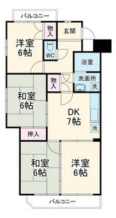 レジオン香流【3階】の間取り