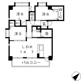 ビバリースクエア老松【7階】の間取り