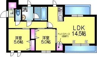 2LDKの間取り画像