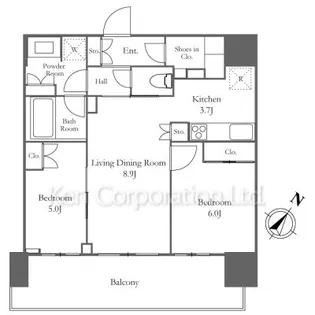2LDKの間取り画像
