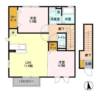茨城県牛久市ひたち野西2【アパート】の間取り