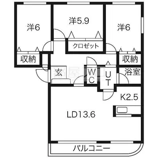 北海道札幌市西区発寒十条11【マンション】の間取り