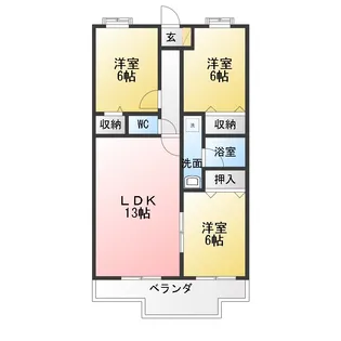 ドミール平和【4階】の間取り