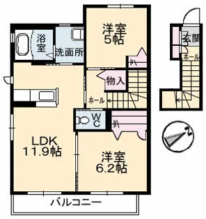コモド新広B【2階】の間取り