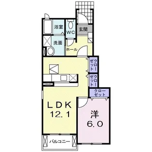 ミルフローラ2番館【1階】の間取り