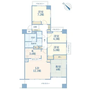 エステ・スクエアさがみ野 センターガーデン【3階】の間取り