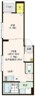 Ottantatr 西新井(オッタンタトレ ニシアライ)【2階】の間取り
