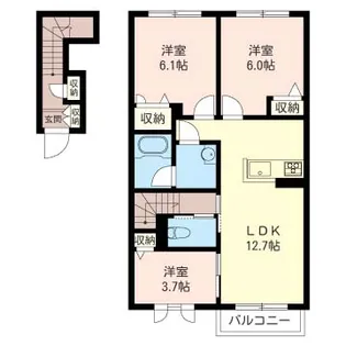 チェスナッツメゾンII【SHM】【2階】の間取り