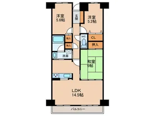 ライオンズマンション泉南樽井第一【2階】の間取り