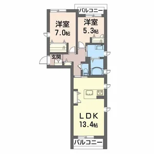ガーデンズスクエア広【2階】の間取り