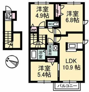 サンフラワー F棟【2階】の間取り