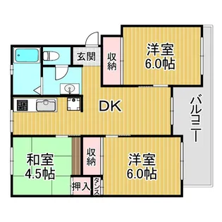 岩園サニーハイツA棟【1階】の間取り