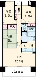 バンベールつつじが丘【5階】の間取り