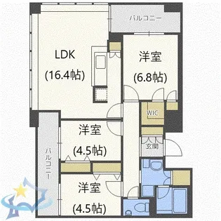 ラフィネタワー札幌南3条【18階】の間取り