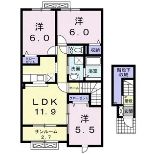 レジデンス・アクアII【2階】の間取り