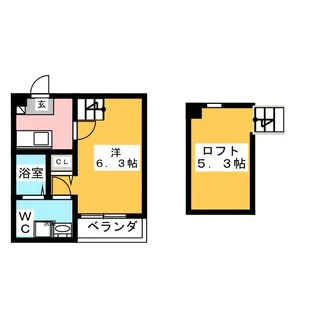 pavillon honnete biwajima【2階】の間取り