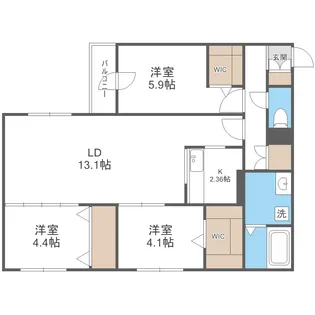 アルファスクエア北12西3【4階】の間取り