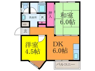 いかはなハイツB棟【1階】の間取り