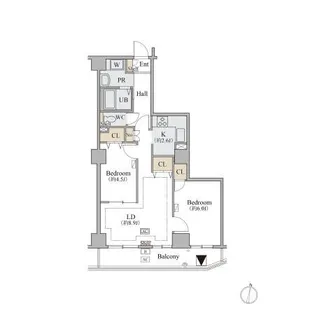 コラム神泉【7階】の間取り
