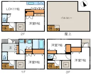 東京都荒川区東日暮里3【一戸建】の間取り
