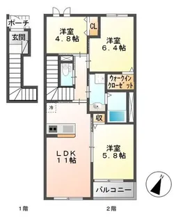 熊本県宇土市古城町【アパート】の間取り