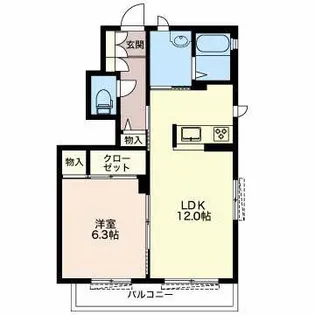 クレアーレ悠【1階】の間取り