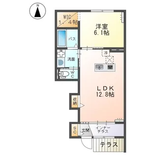 お洒落な内装と設備が魅力【グレーシア】【1階】の間取り
