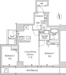 東京都港区東麻布3【マンション】の間取り