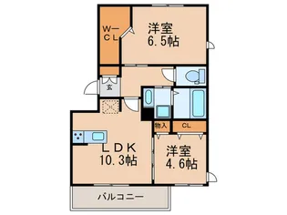 ミルキーウェイ B棟【2階】の間取り