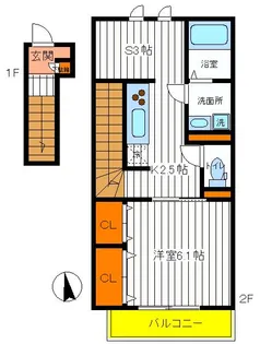 東京都立川市錦町6【アパート】の間取り