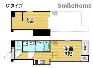 ハーモニーテラス墨江【2階】の間取り
