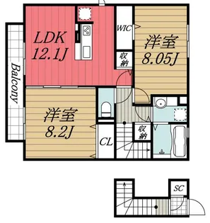 フェリス B【2階】の間取り