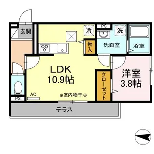 プランドール流川【1階】の間取り