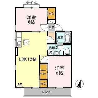 コーポ シャローム B【1階】の間取り