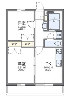 レオパレスみやま【2階】の間取り