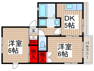 ハイツパ-クサイド【2階】の間取り