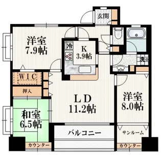 コスモフォーラム所沢【9階】の間取り
