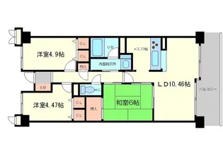 フロンティアタワー難波EAST【13階】の間取り