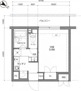 スカイコート日本橋浜町第2【9階】の間取り