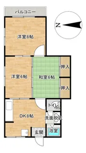 横尾ハイツ B棟【3階】の間取り