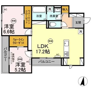 ラパンブラン江平【3階】の間取り