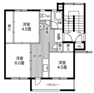 ビレッジハウス仙台鶴ケ谷二丁目19号棟【1階】の間取り