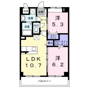 2LDKの間取り画像