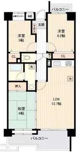 東京都大田区雪谷大塚町【マンション】の間取り
