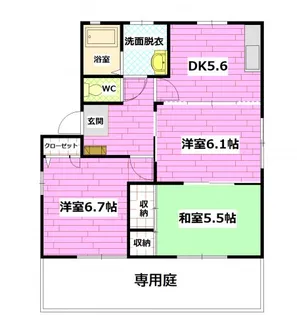 シェソワSATSUNO C棟【1階】の間取り
