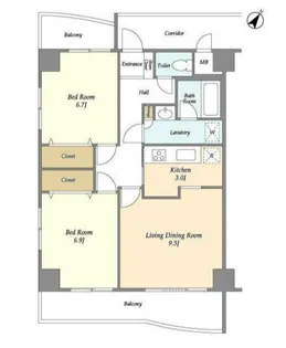 Cortile自由ヶ丘【7階】の間取り