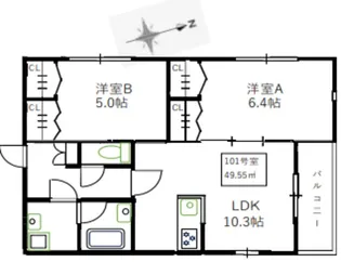 新川レジデンス【1階】の間取り