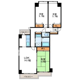 オ・ドミール北19条【1階】の間取り