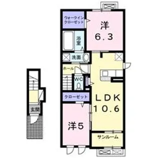 プルメリアガーデン【2階】の間取り