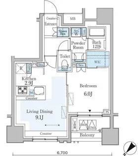グラン パセオ横濱関内プレミアム【7階】の間取り